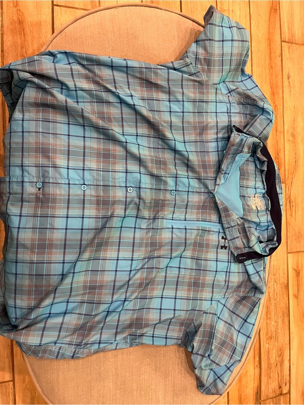 Under Armour HeatGear Men's 3XL Loose Plaid Button Up Shirt - Blue